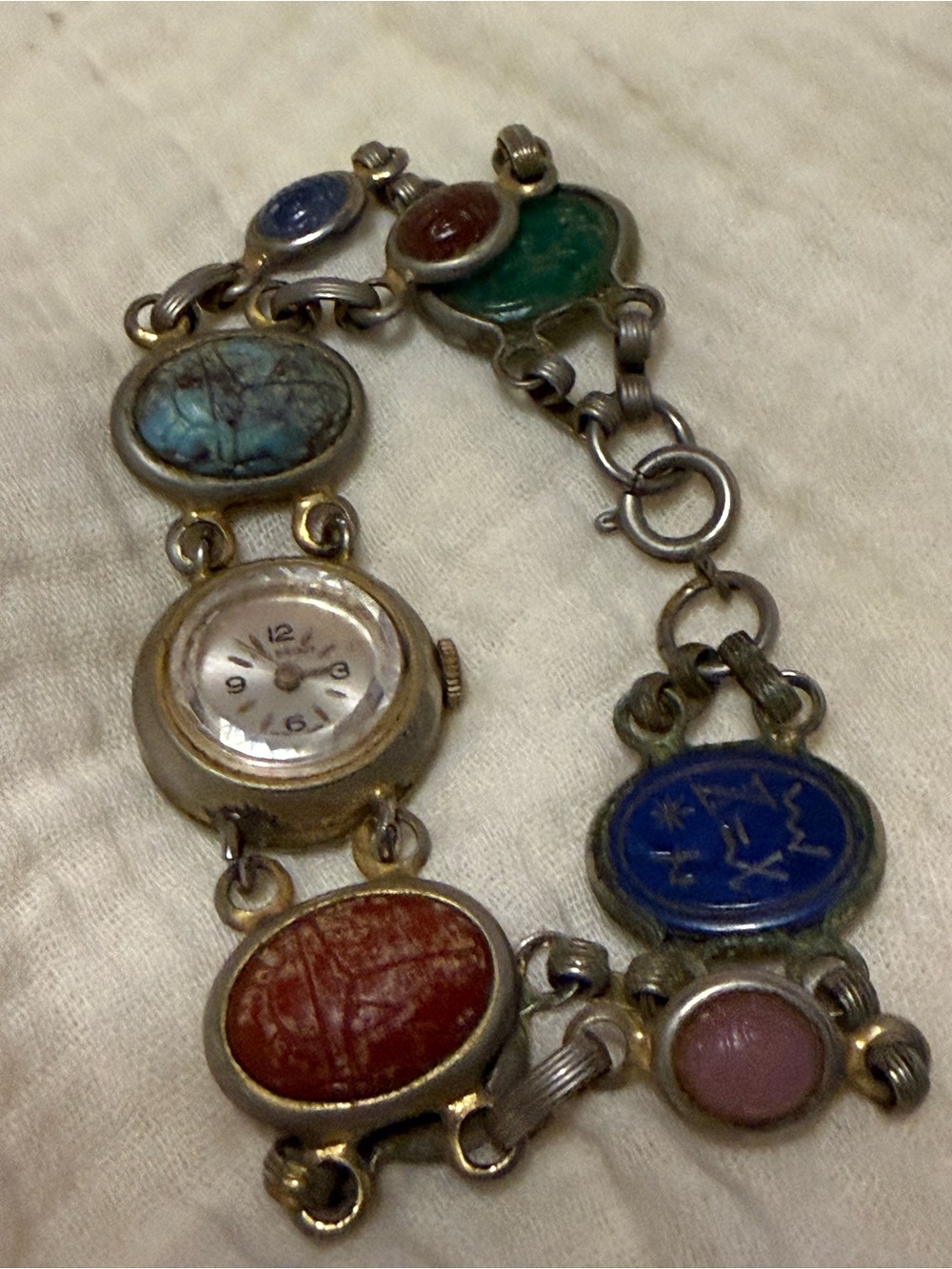Multicolor Semi-Precious Stone Bracelet Watch for Women